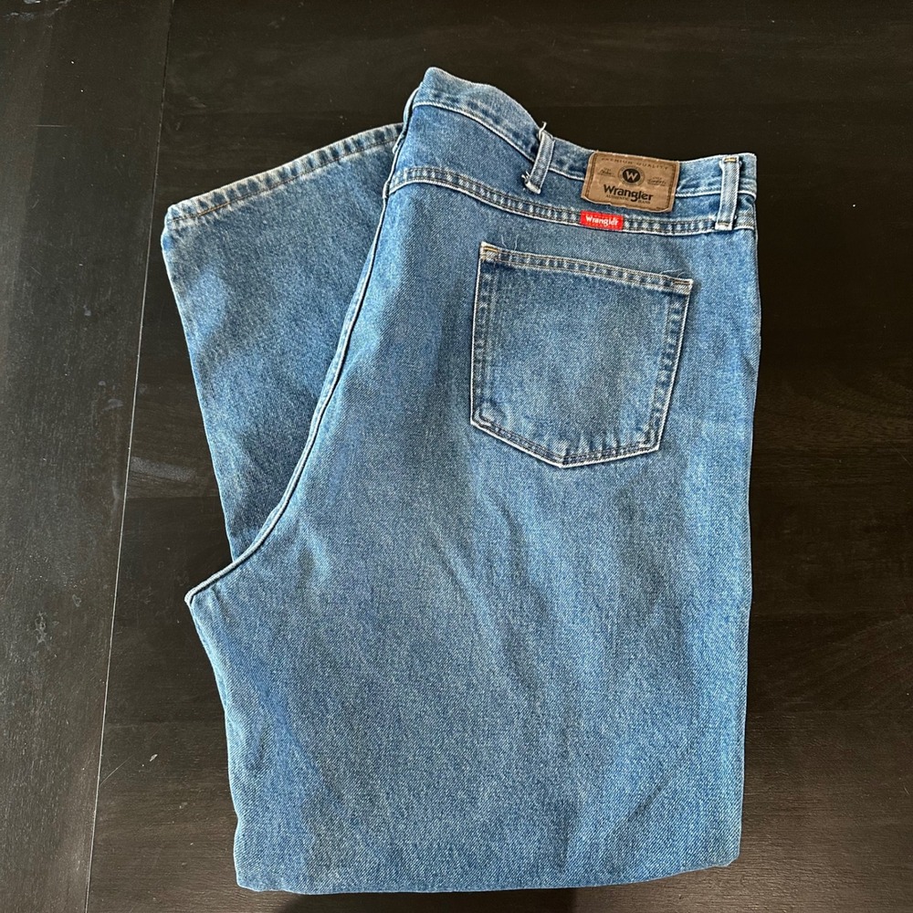 Wrangler‎ Mens Regular Fit Straight Leg Blue Denim Jeans 48x30 96501DS